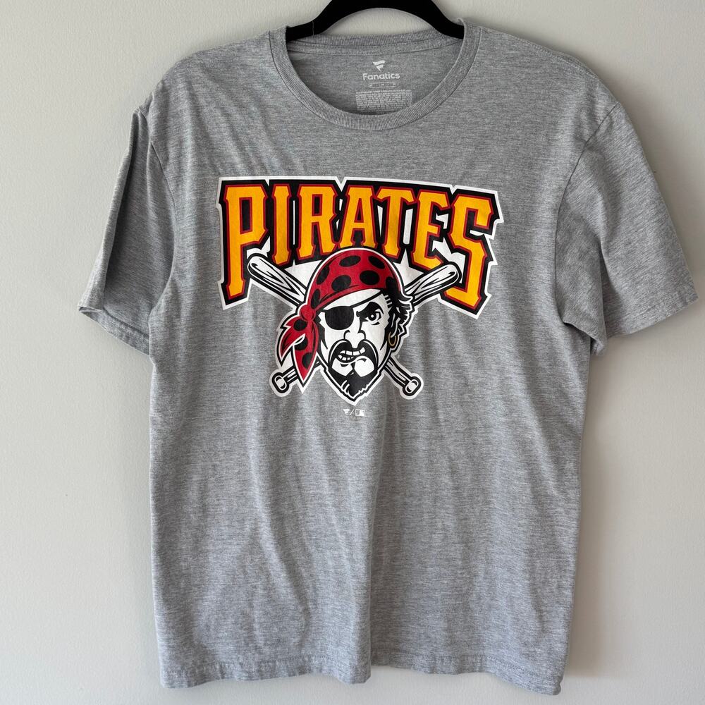 Pittsburgh Pirates Fanatics T Shirt Medium Gray MLB Baseball Logo Tee